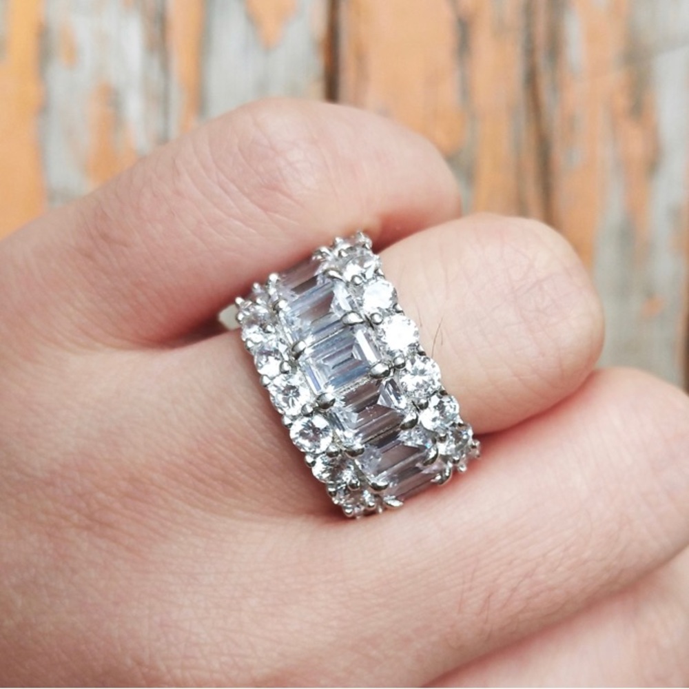 Italo Triple Row Half Eternity Wedding Band - Picture 6 of 6